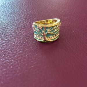Gold and Green Filigree Statement Ring